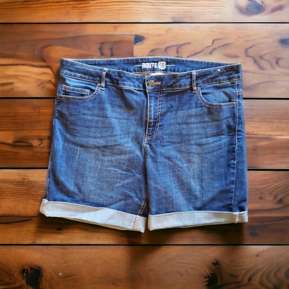 Route 66 Mid Length Jean Shorts